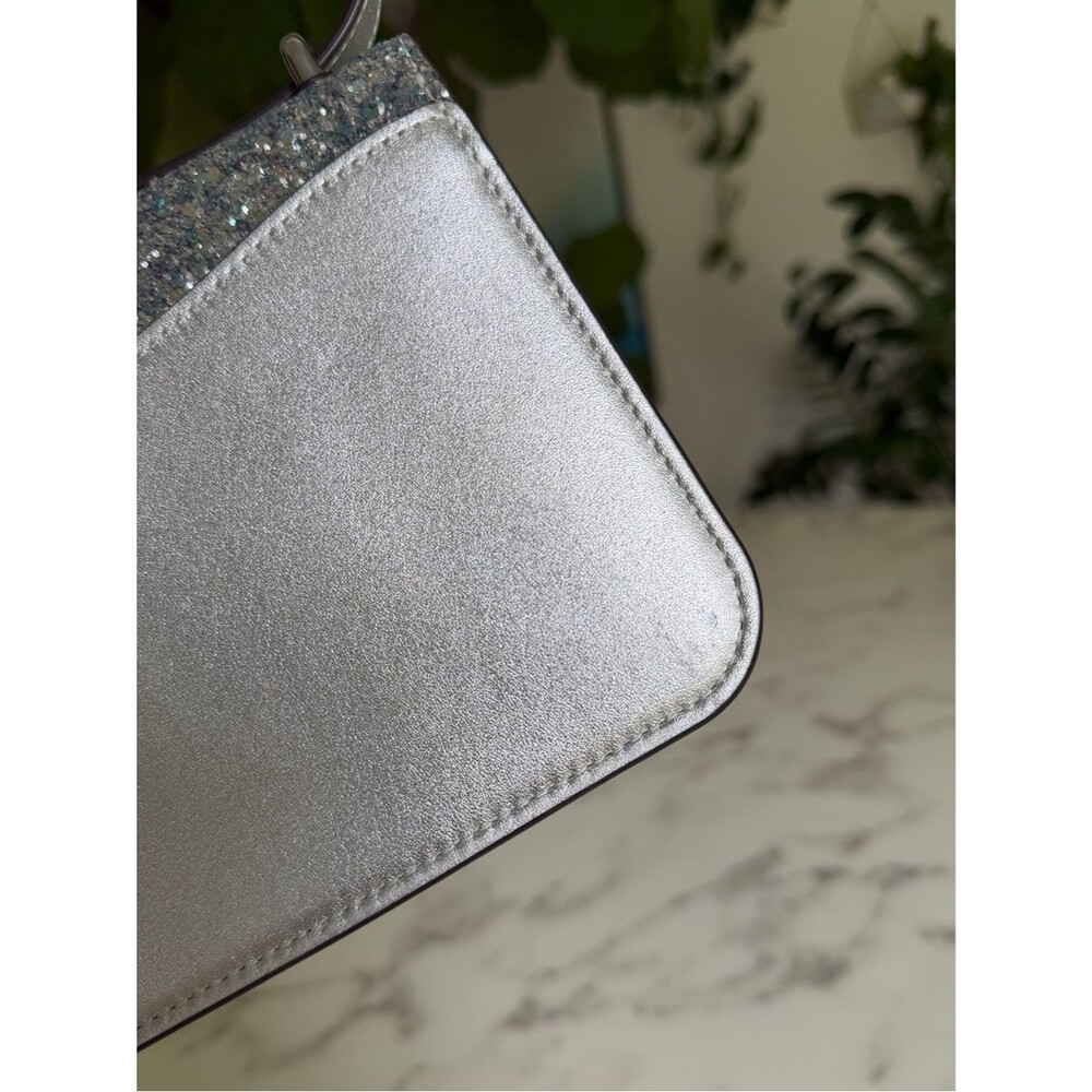 Coach Morgan Square Crossbody Shoulder Bag in Silver Glitter Leather CO925 - Picture 14 of 16